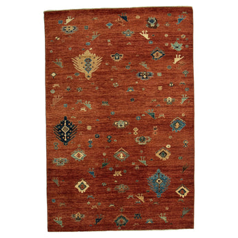 6' 0" x 9' 1" (06x09) Afghan Gabbeh Wool Rug #016530